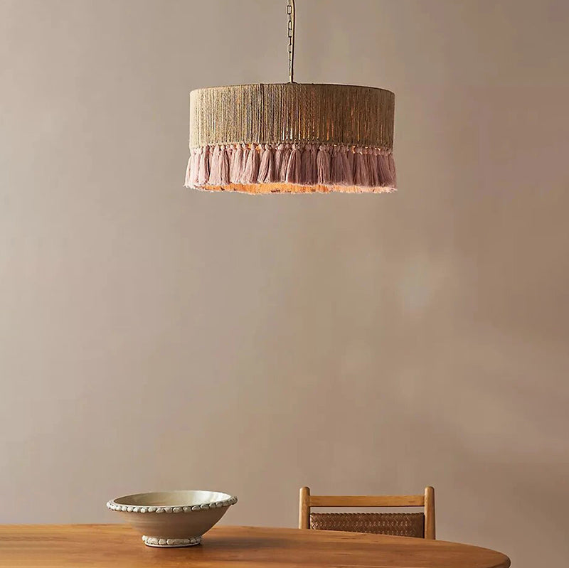 Feyran Boho Vintage Twine Fringe Pendant Light