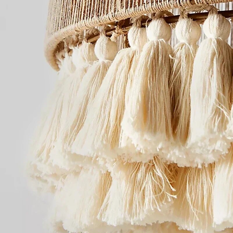 Feyran Boho Vintage Twine Fringe Pendant Light