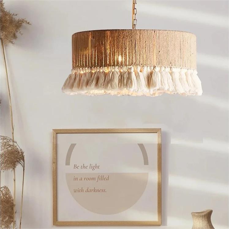 Feyran Boho Vintage Twine Fringe Pendant Light