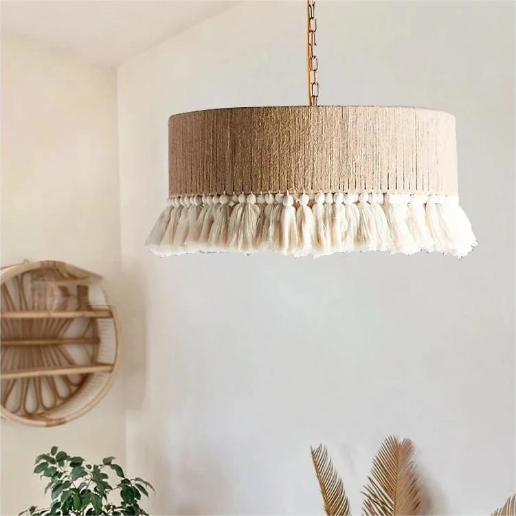 Feyran Boho Vintage Twine Fringe Pendant Light