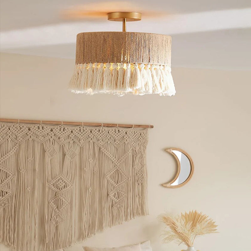 Feyran Boho Vintage Twine Fringe Pendant Light