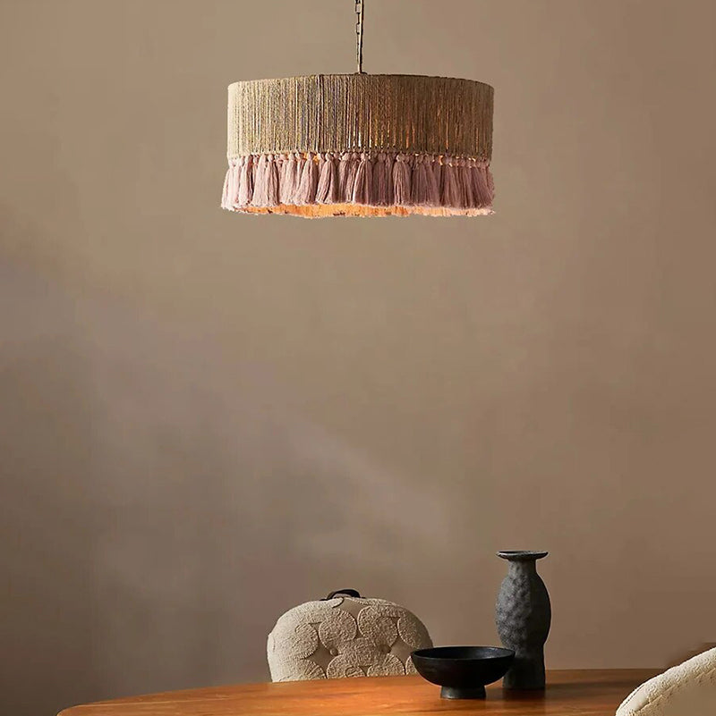Feyran Boho Vintage Twine Fringe Pendant Light