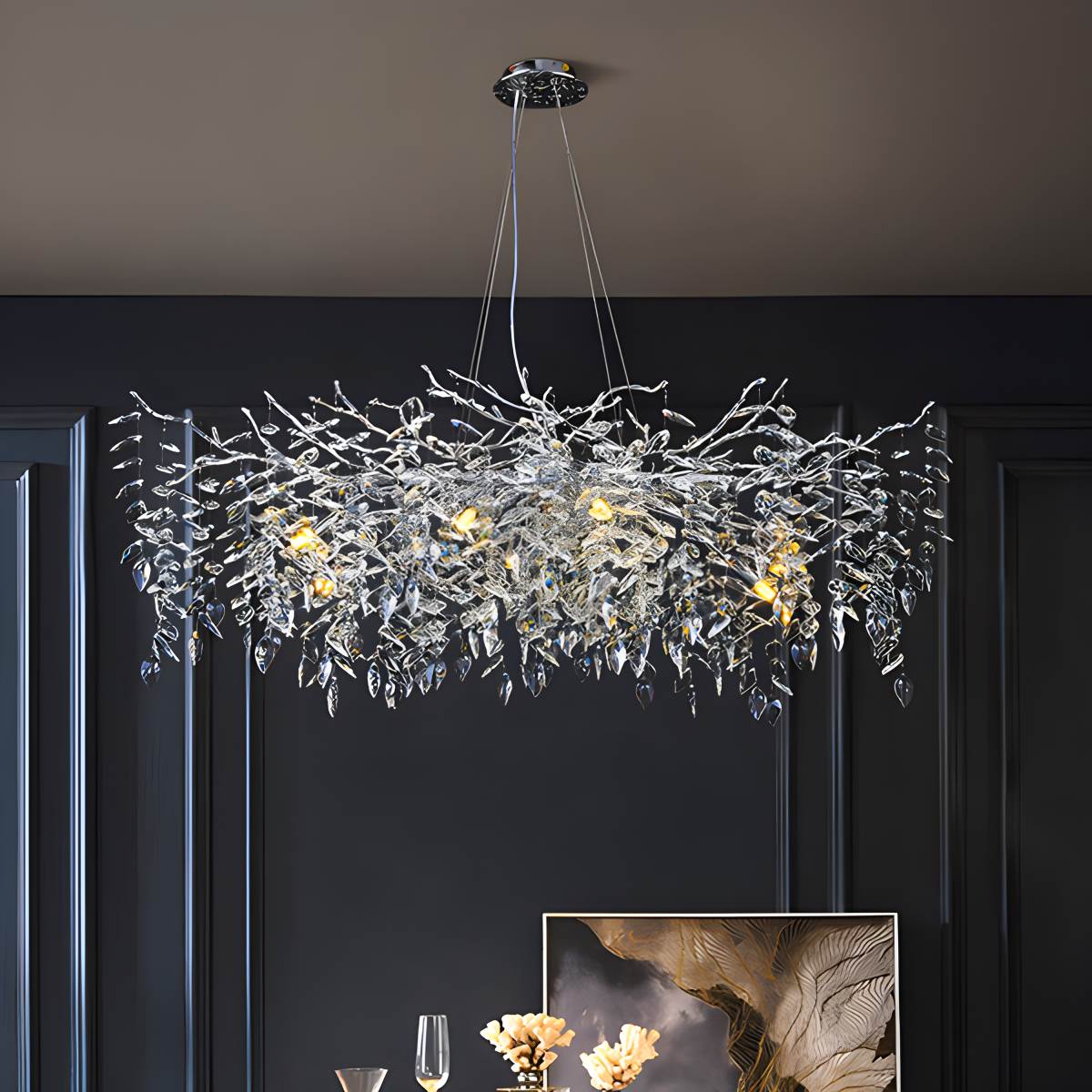 Feyran Leaf Crystal Chandelier for Living Room