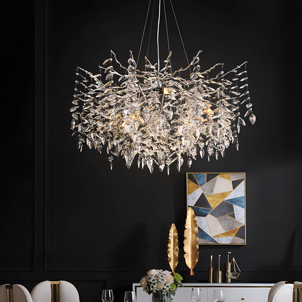 Feyran Leaf Crystal Chandelier for Living Room
