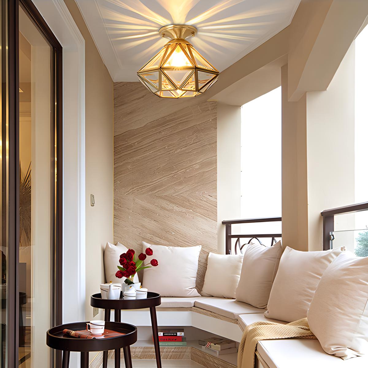 Feyran European Style Copper Glass Ceiling Lamp-A
