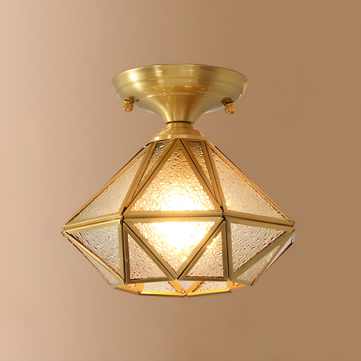 Feyran European Style Copper Glass Ceiling Lamp-A
