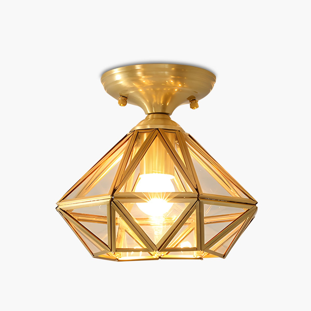 Feyran European Style Copper Glass Ceiling Lamp-A