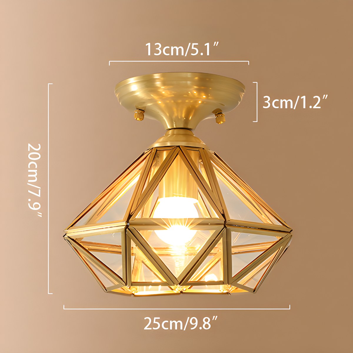 Feyran European Style Copper Glass Ceiling Lamp-A