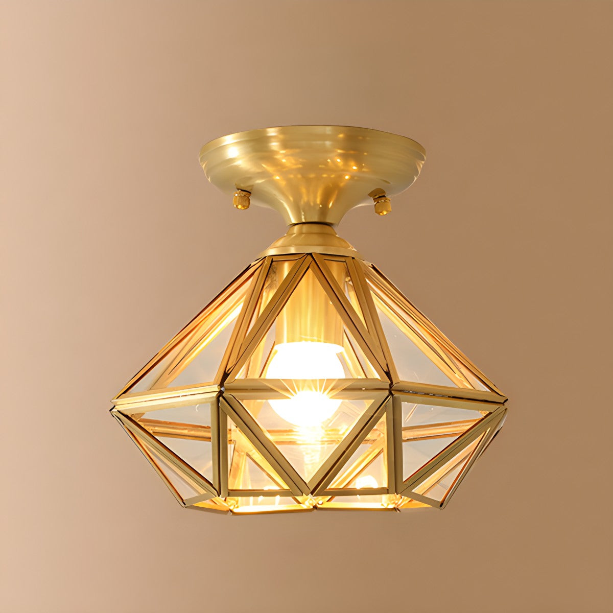 Feyran European Style Copper Glass Ceiling Lamp-A
