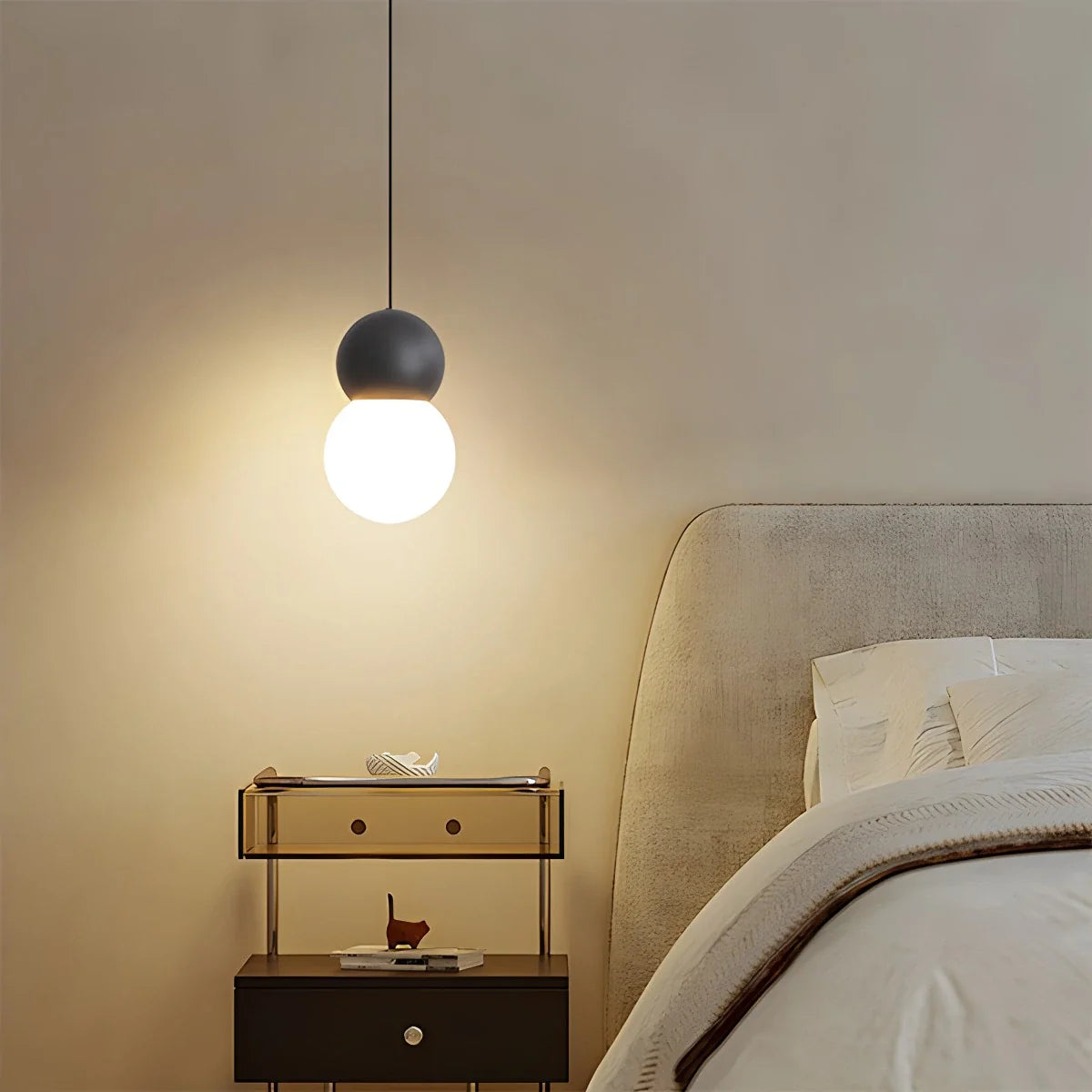 Feyran Cream Style Globe Pendant Light Small Bedside Lamp
