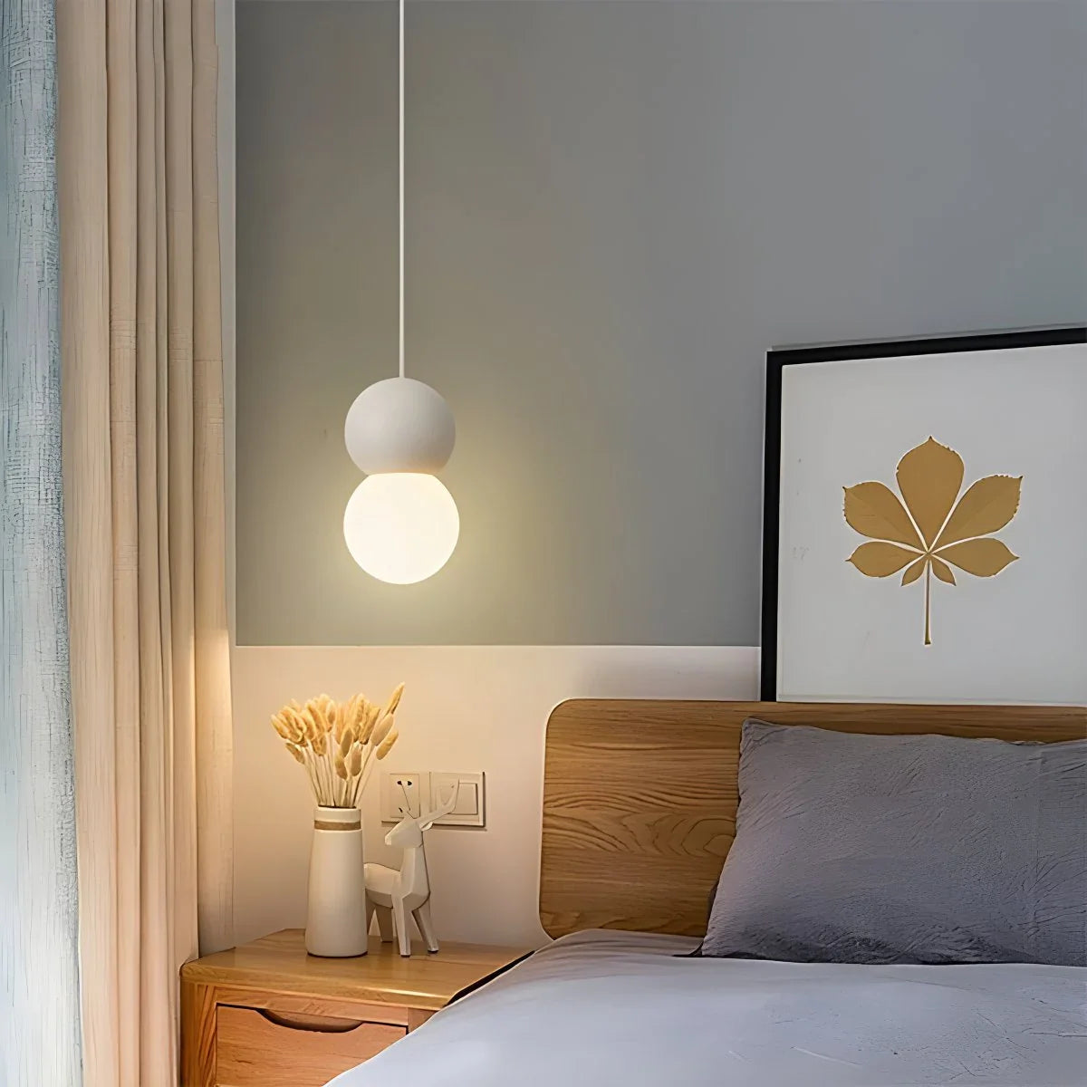 Feyran Cream Style Globe Pendant Light Small Bedside Lamp