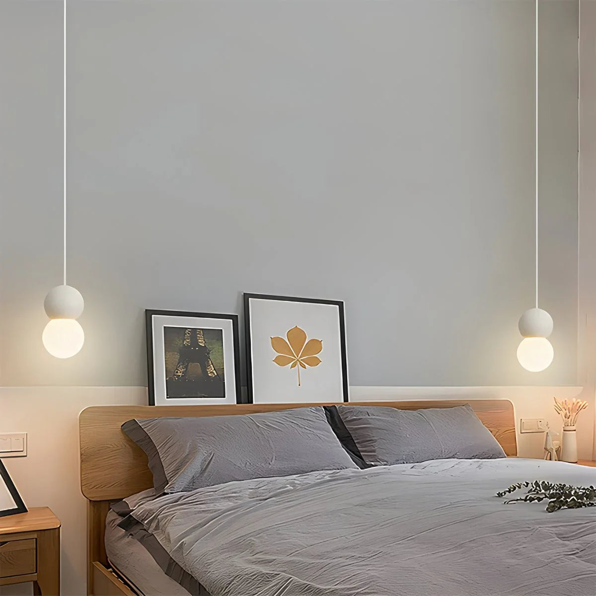 Feyran Cream Style Globe Pendant Light Small Bedside Lamp