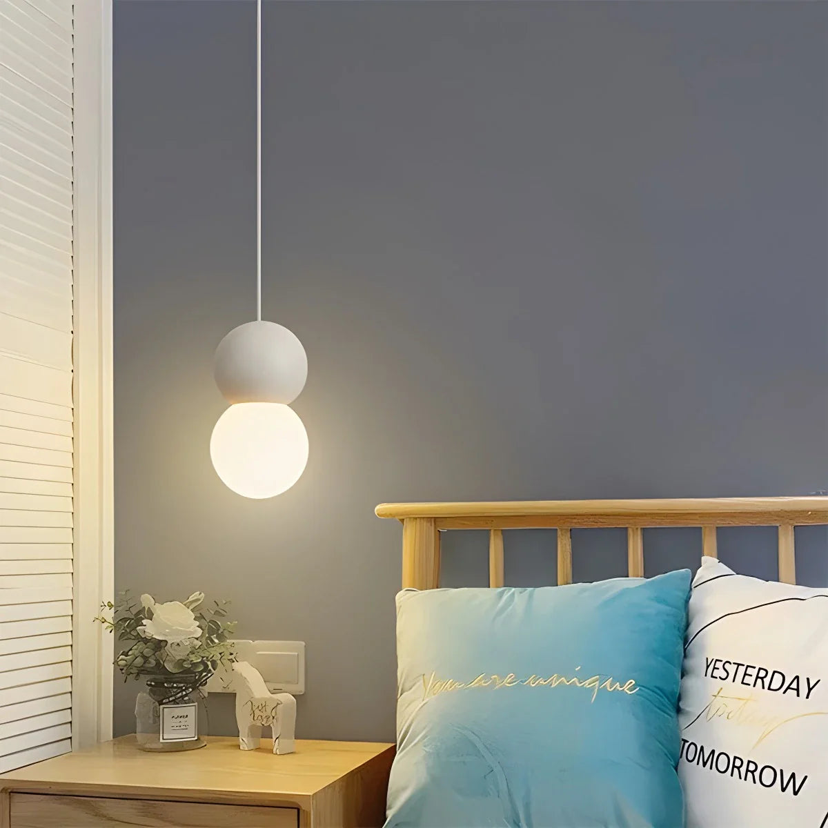 Feyran Cream Style Globe Pendant Light Small Bedside Lamp