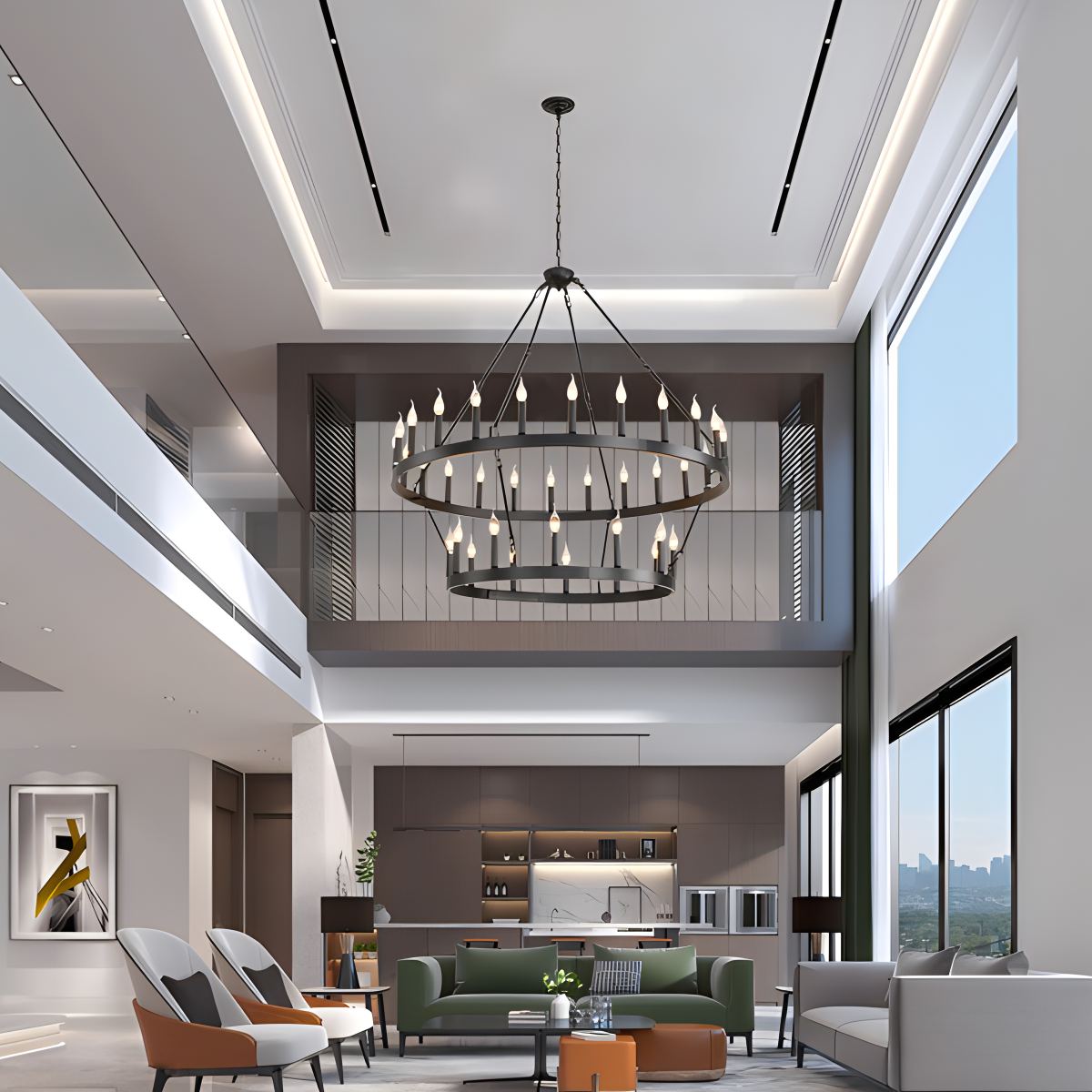 Feyran Candle Shaped Chandelier for Dining Room