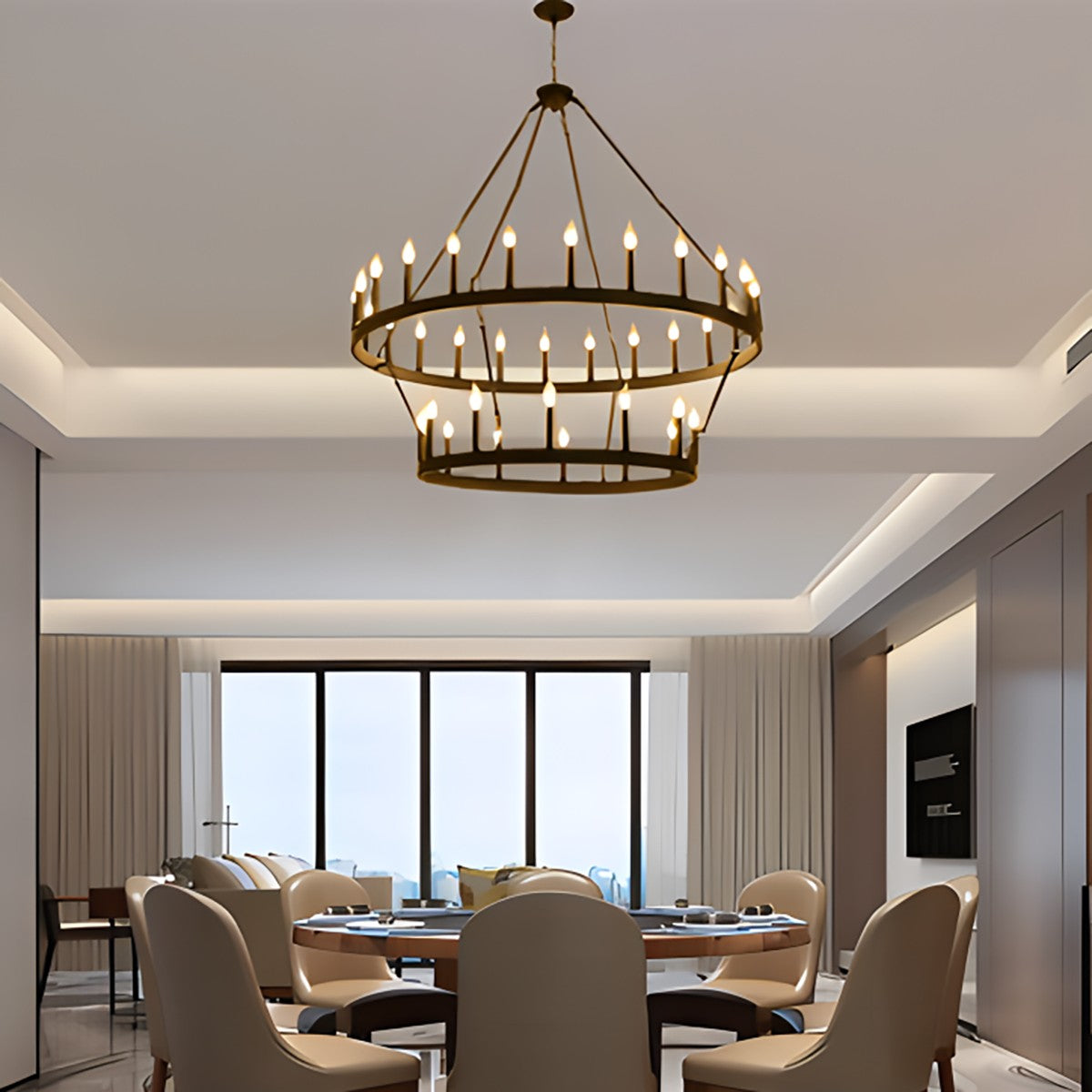 Feyran Candle Shaped Chandelier for Dining Room