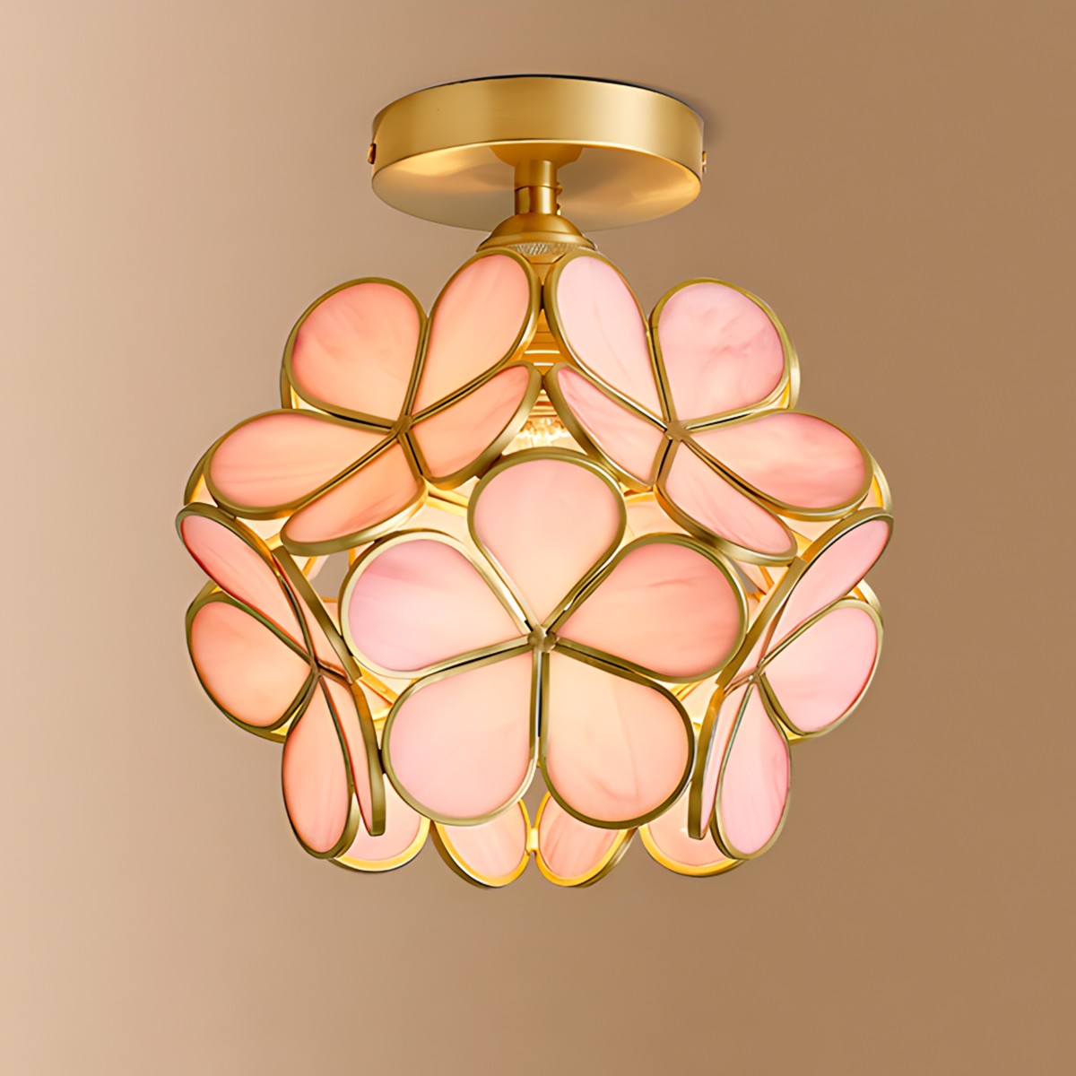 Feyran European Style Copper Glass Ceiling Lamp-E