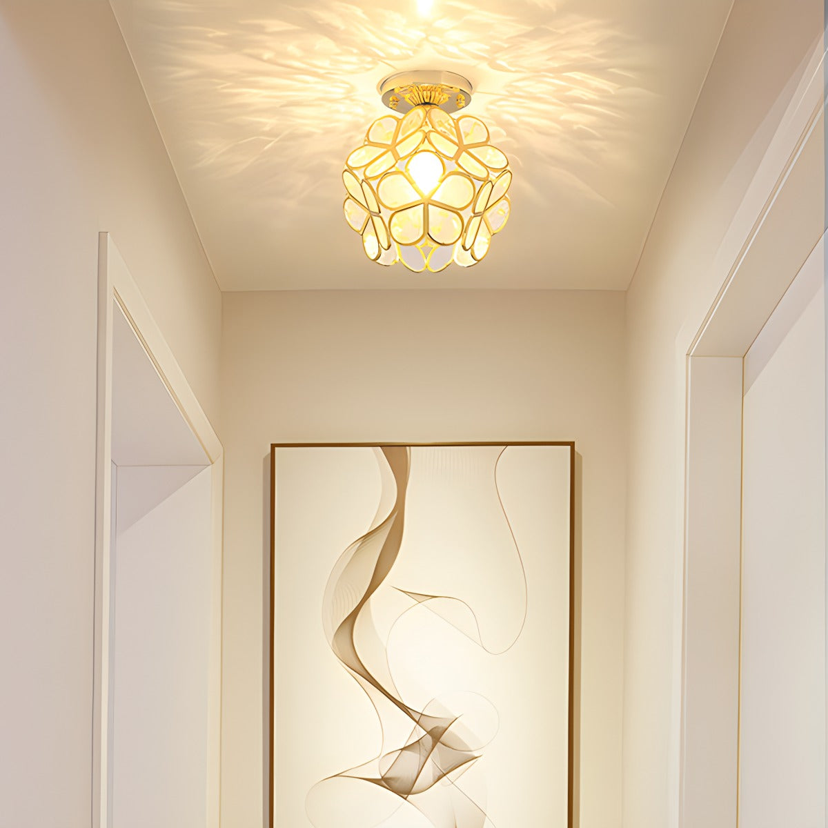 Feyran European Style Copper Glass Ceiling Lamp-E