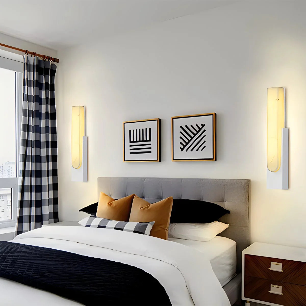 Feyran Chinese Style Alabaster Wall Lamp for Bedroom