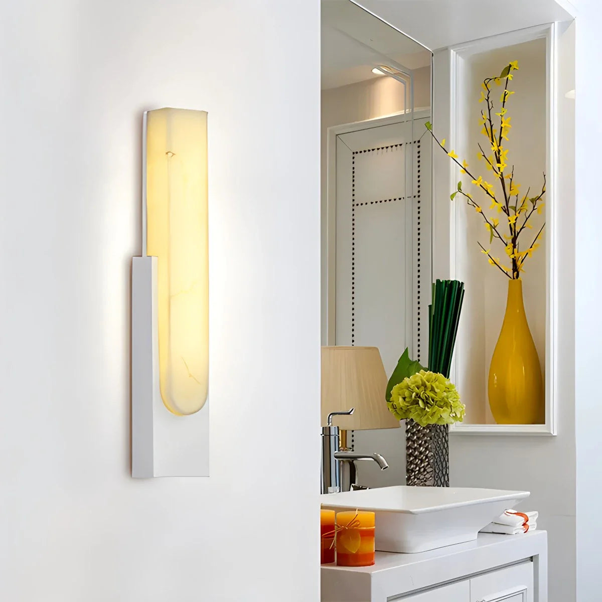 Feyran Chinese Style Alabaster Wall Lamp for Bedroom