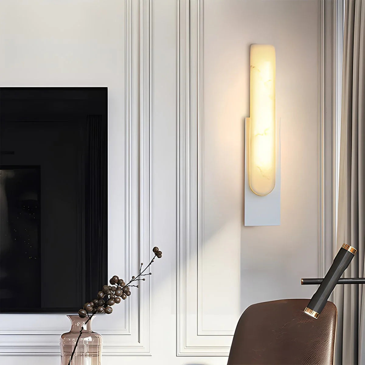 Feyran Chinese Style Alabaster Wall Lamp for Bedroom