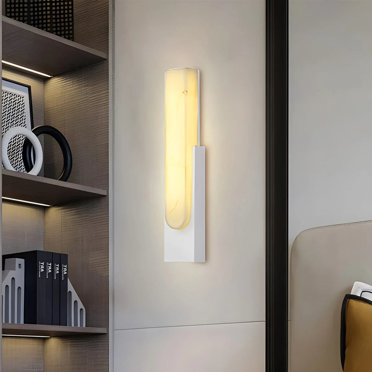 Feyran Chinese Style Alabaster Wall Lamp for Bedroom