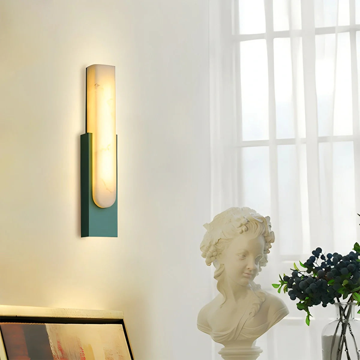 Feyran Chinese Style Alabaster Wall Lamp for Bedroom