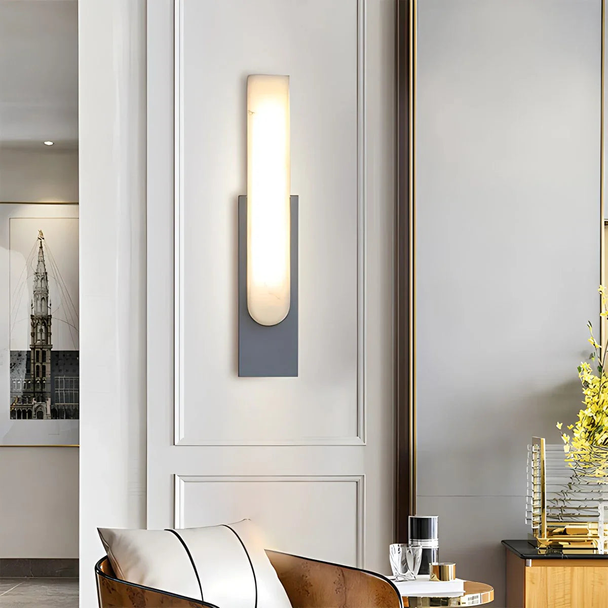 Feyran Chinese Style Alabaster Wall Lamp for Bedroom