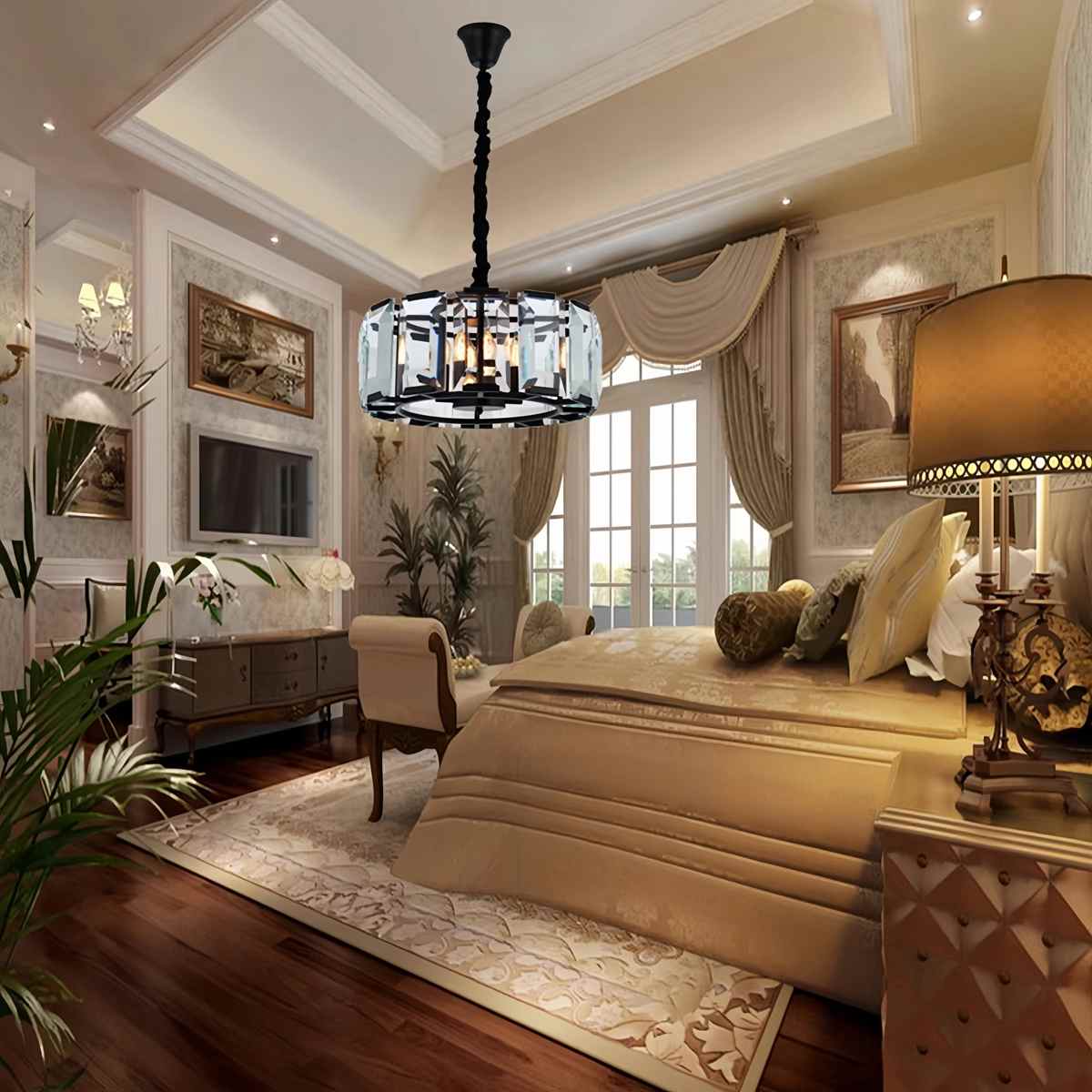 Feyran Circular Glass Chandelier for Dining Room