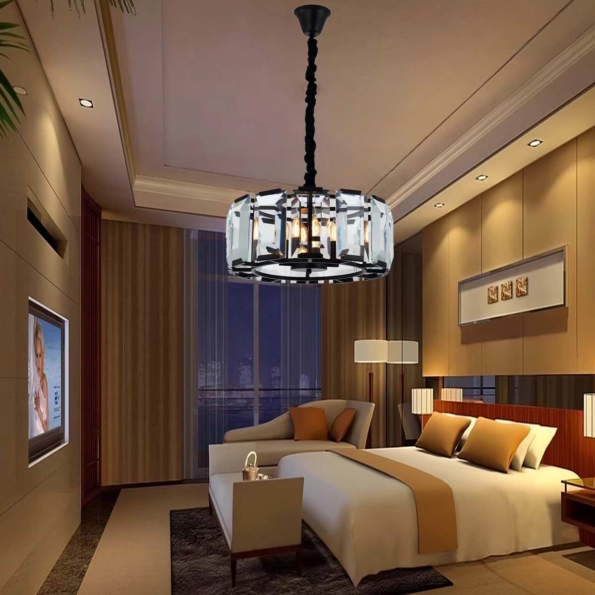 Feyran Circular Glass Chandelier for Dining Room