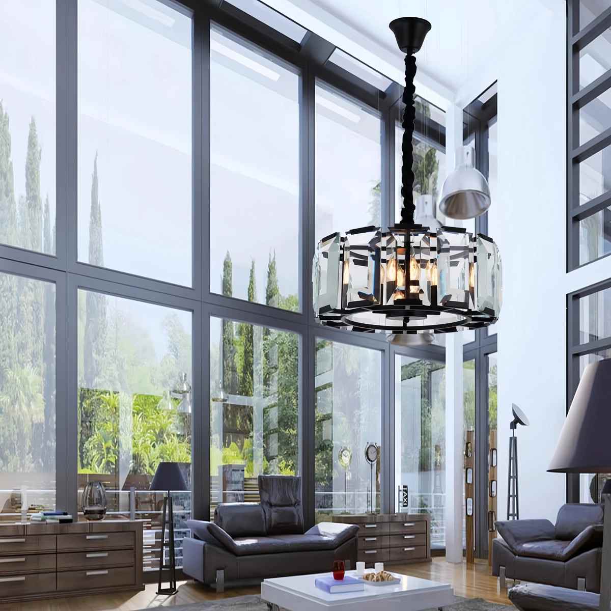 Feyran Circular Glass Chandelier for Dining Room