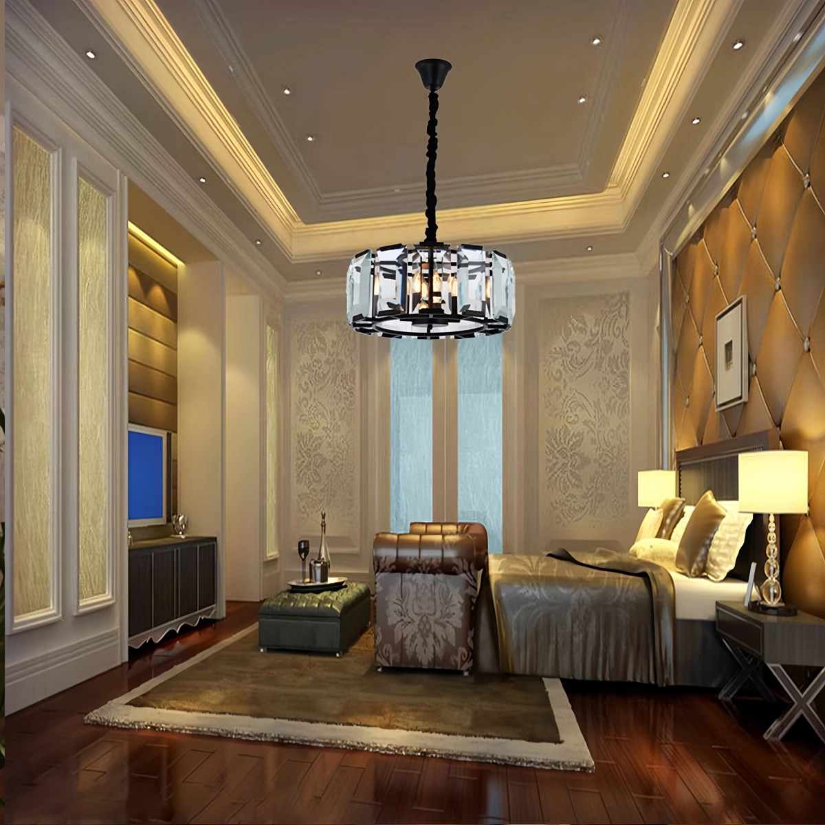 Feyran Circular Glass Chandelier for Dining Room