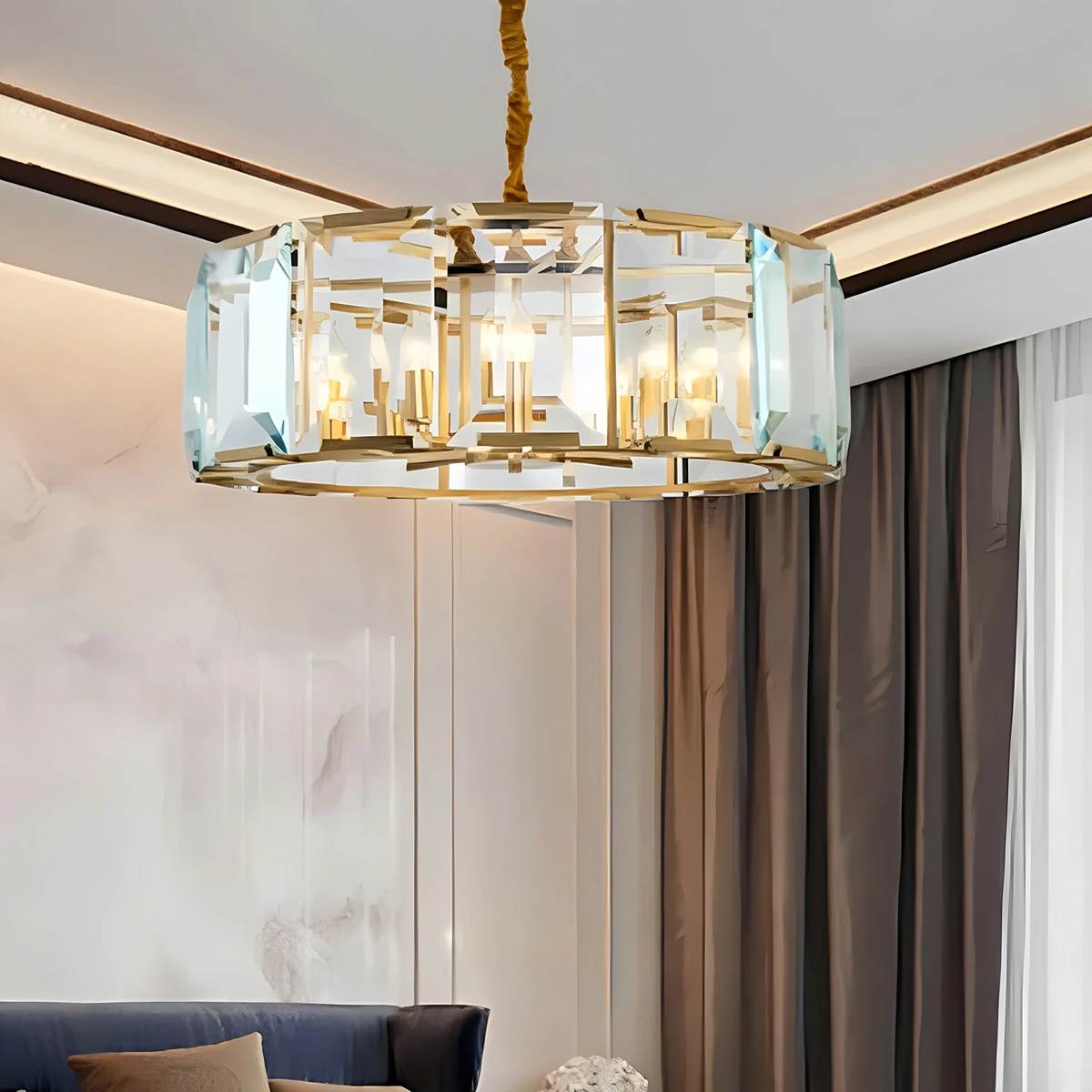 Feyran Circular Glass Chandelier for Dining Room