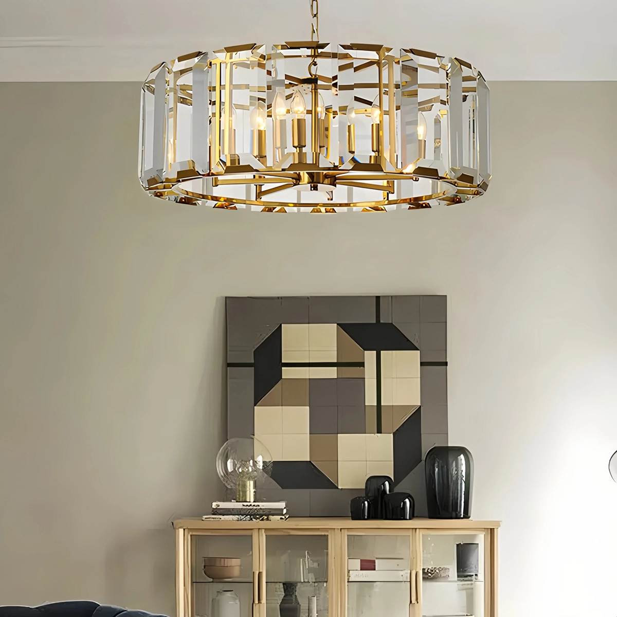 Feyran Circular Glass Chandelier for Dining Room