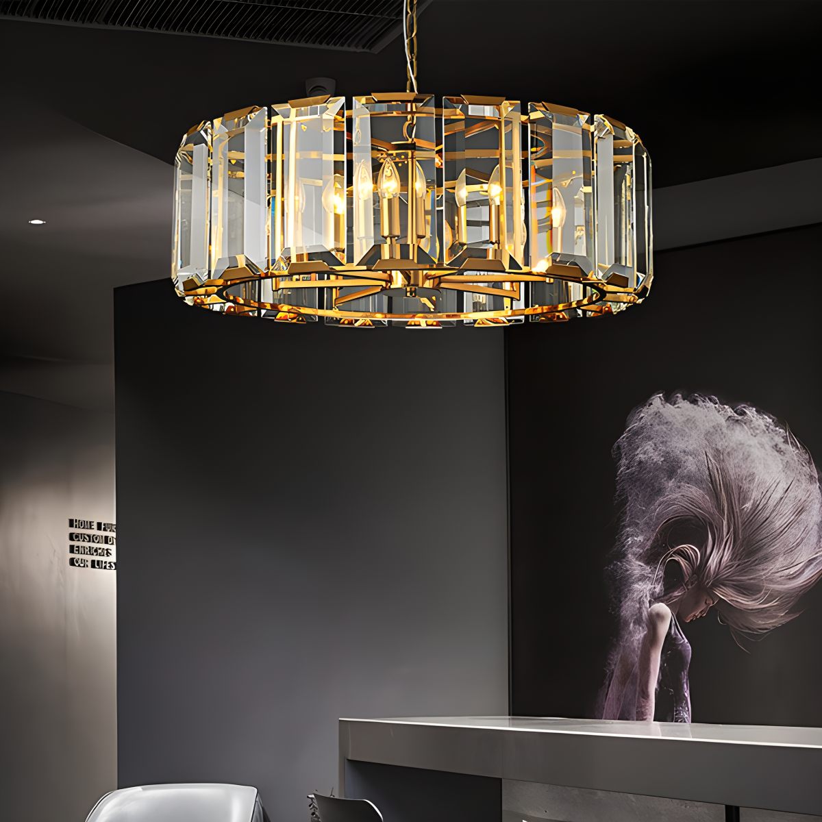 Feyran Circular Glass Chandelier for Dining Room