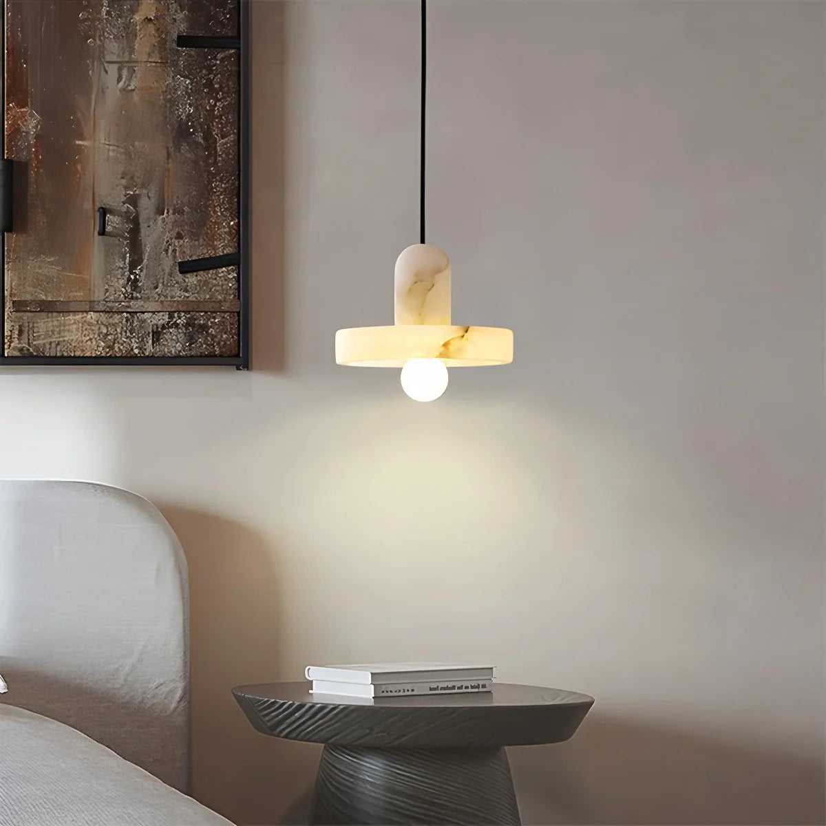 Feyran Natural Spanish Alabaster Pendant Light for Bedroom
