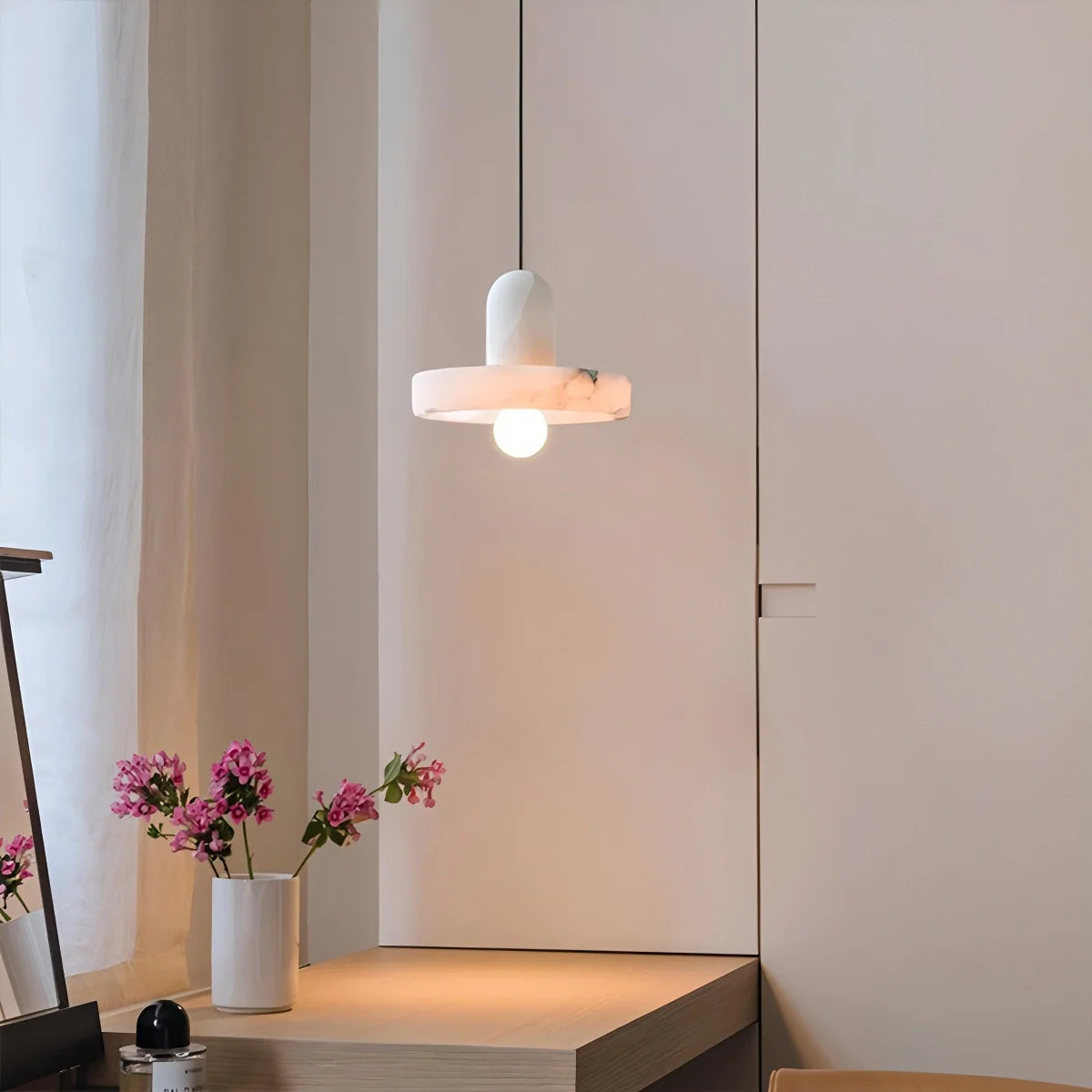 Feyran Natural Spanish Alabaster Pendant Light for Bedroom