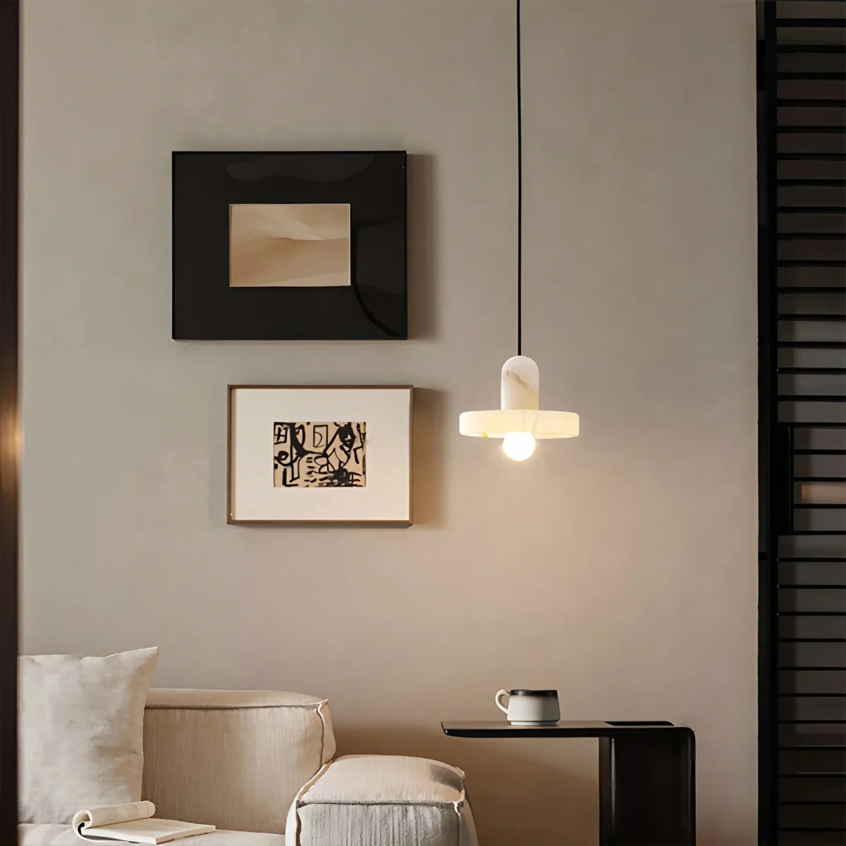 Feyran Natural Spanish Alabaster Pendant Light for Bedroom