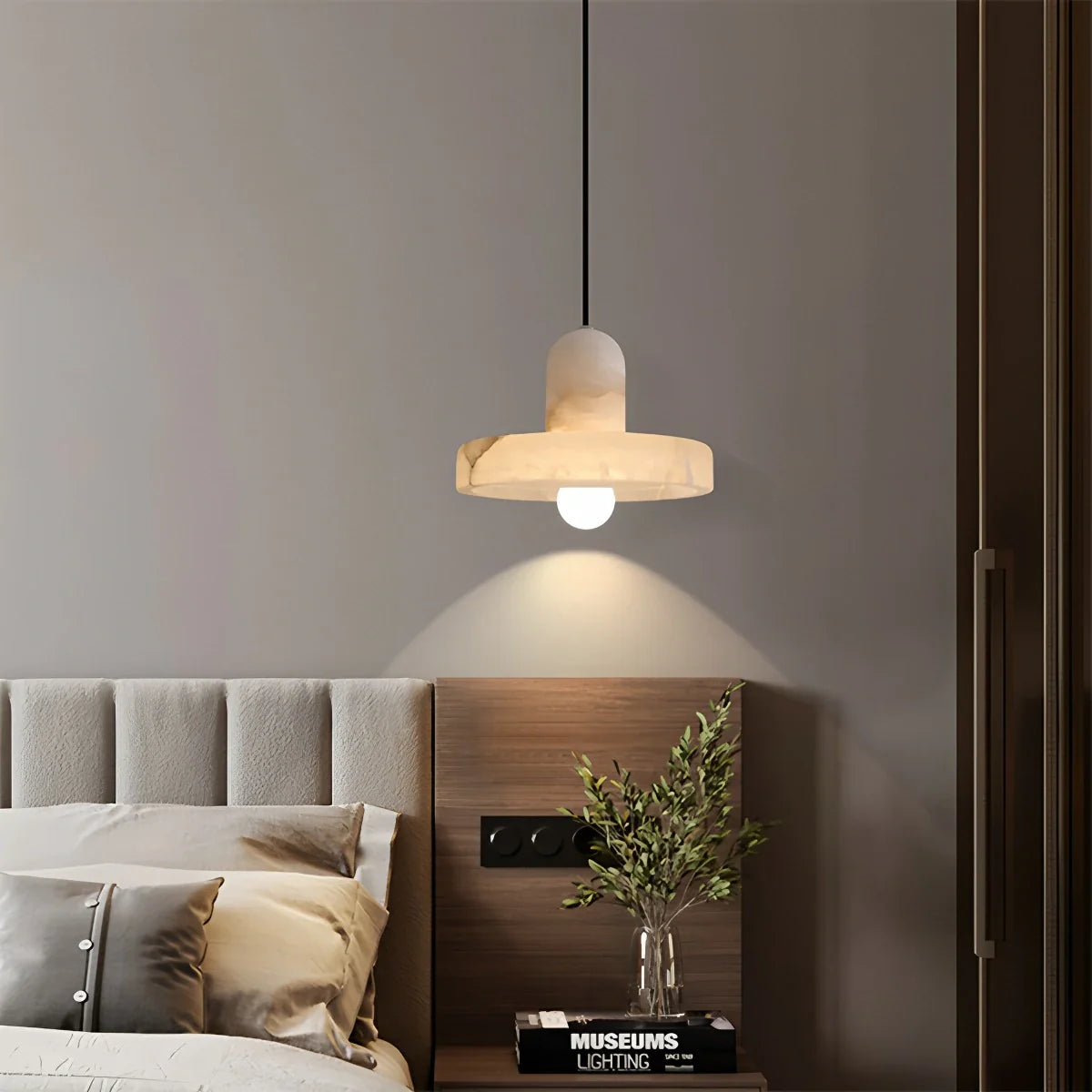 Feyran Natural Spanish Alabaster Pendant Light for Bedroom