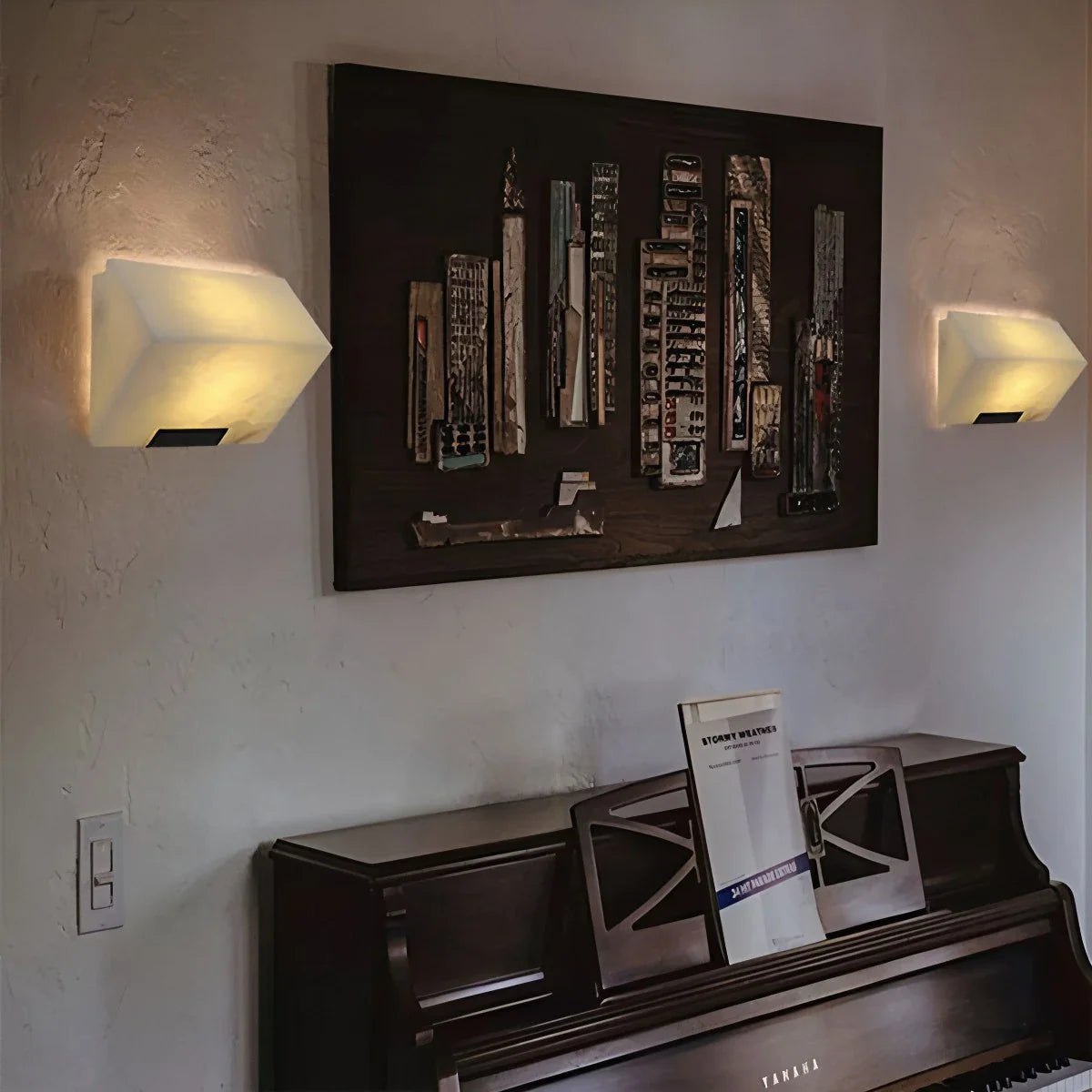Feyran Triple Sloping Block Spanish Alabaster Wall Sconce