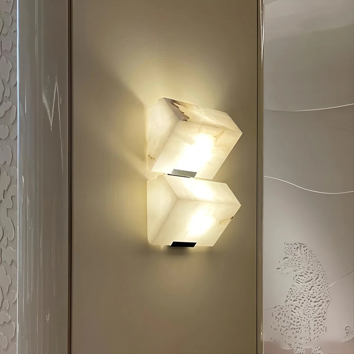 Feyran Triple Sloping Block Spanish Alabaster Wall Sconce