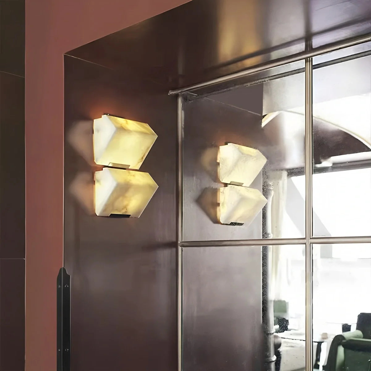 Feyran Triple Sloping Block Spanish Alabaster Wall Sconce