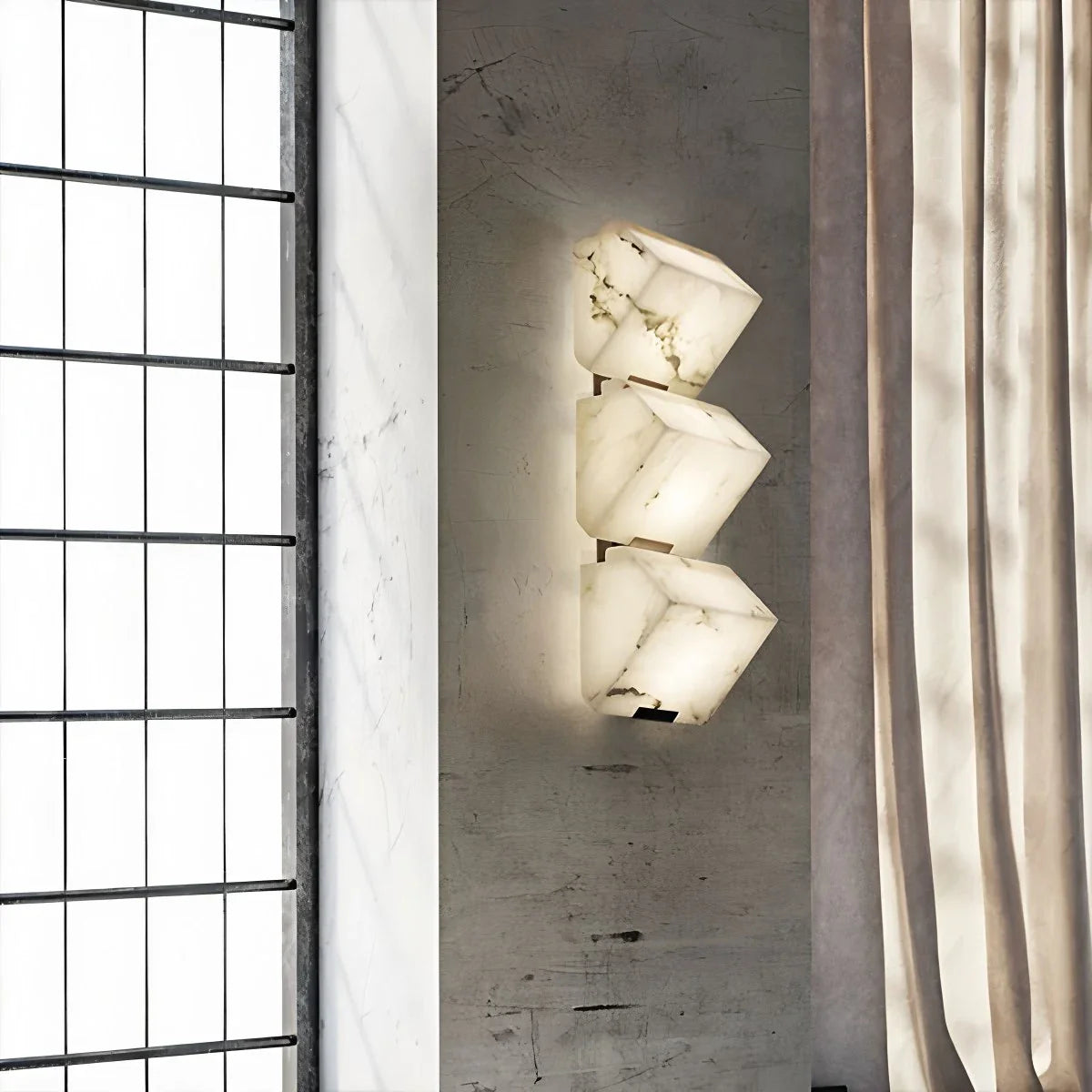 Feyran Triple Sloping Block Spanish Alabaster Wall Sconce