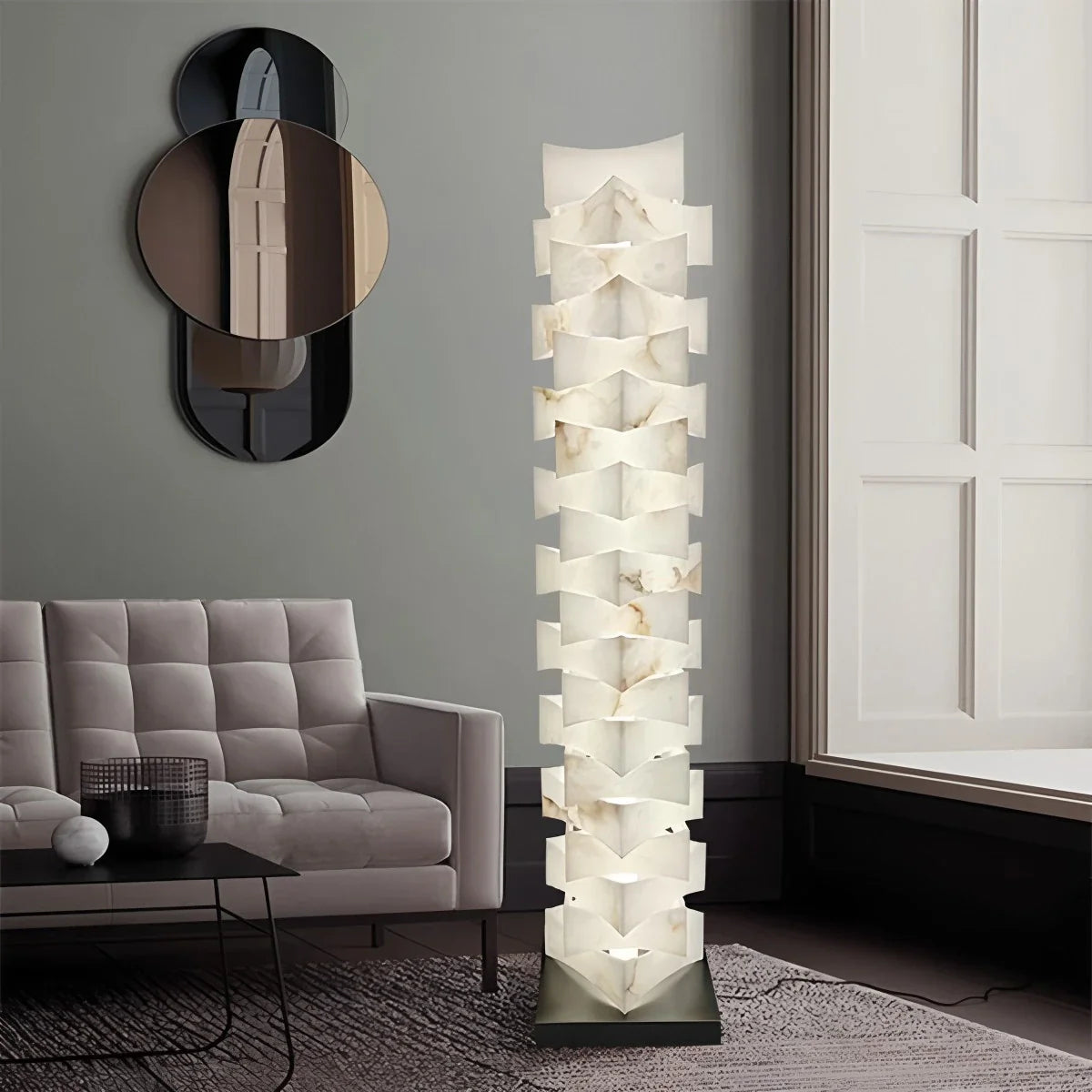 Feyran Creative Stacked Spanish Alabaster Squares Floor Lamp