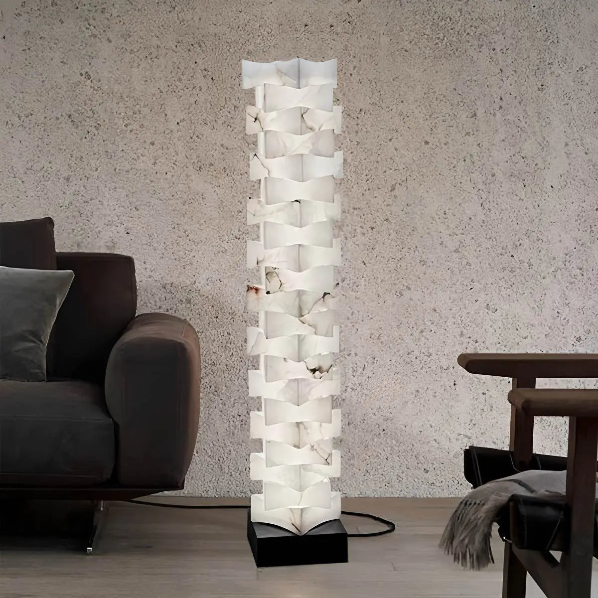 Feyran Creative Stacked Spanish Alabaster Squares Floor Lamp