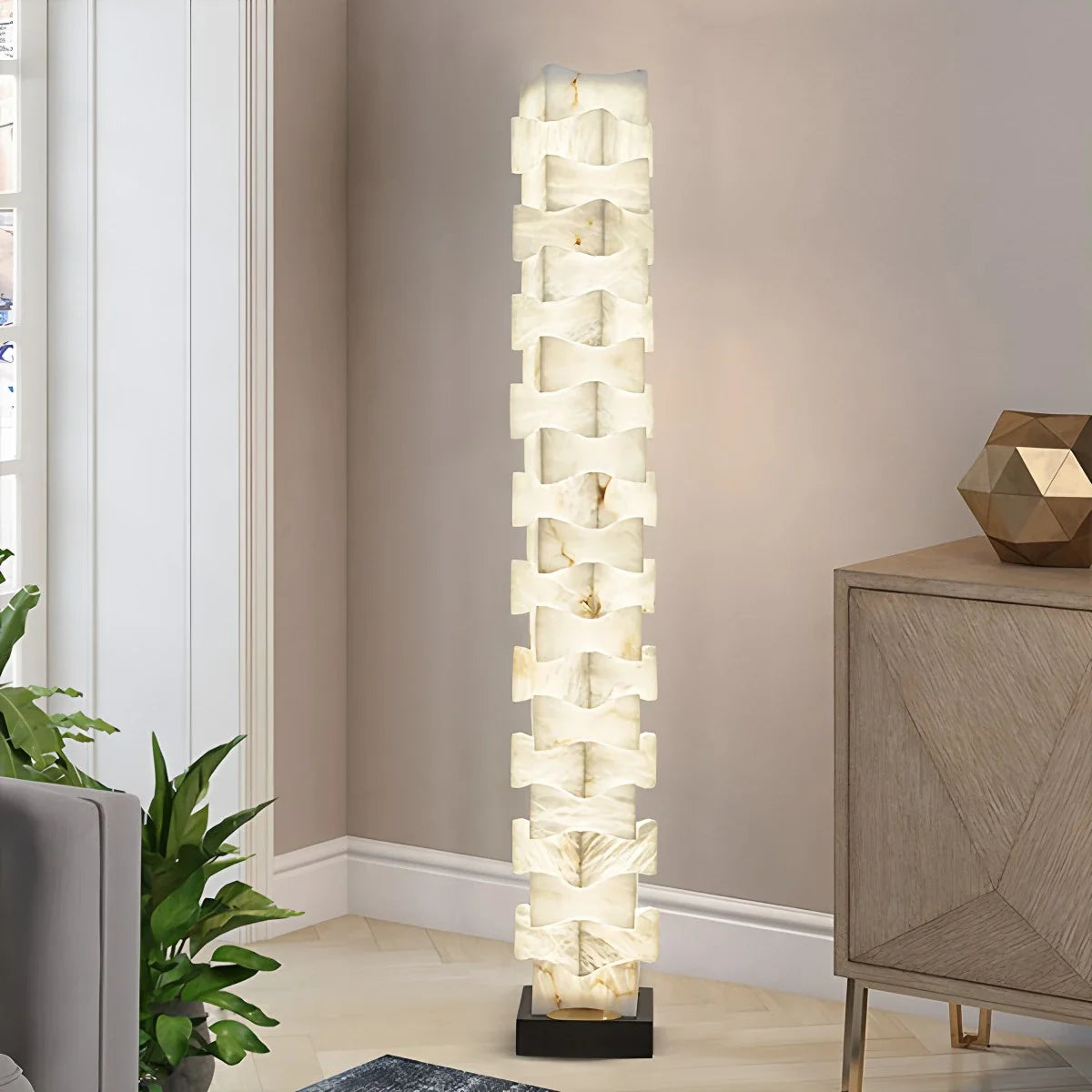 Feyran Creative Stacked Spanish Alabaster Squares Floor Lamp
