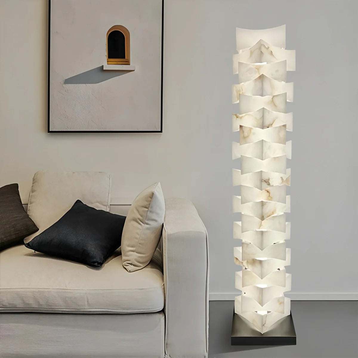 Feyran Creative Stacked Spanish Alabaster Squares Floor Lamp