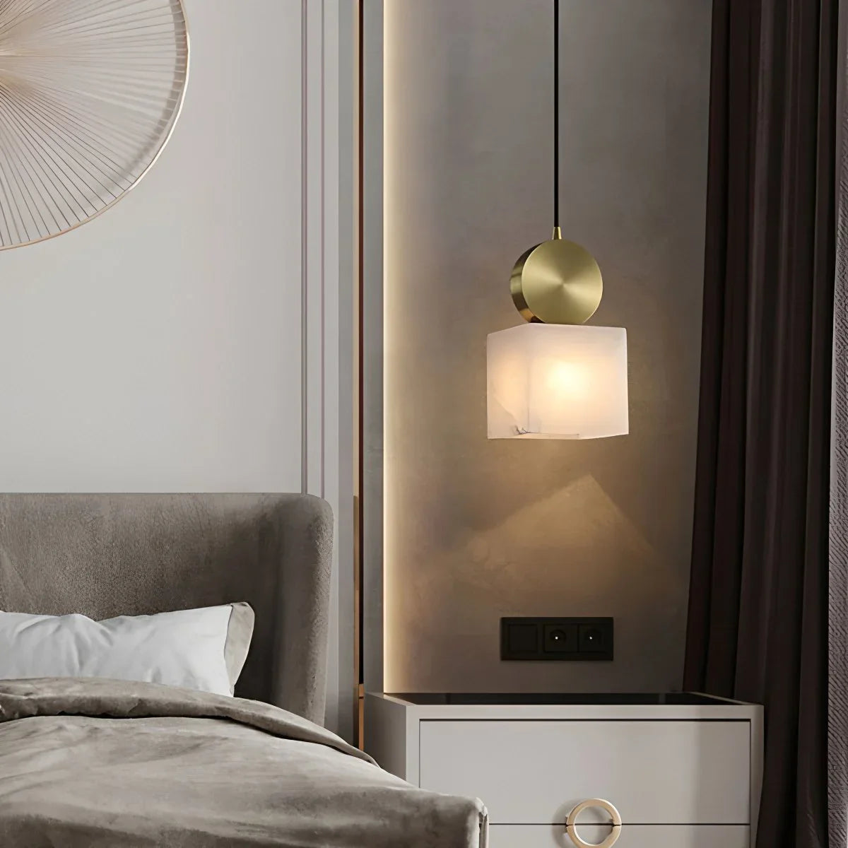 Feyran All Copper Geometric Spanish Alabaster Pendant Light
