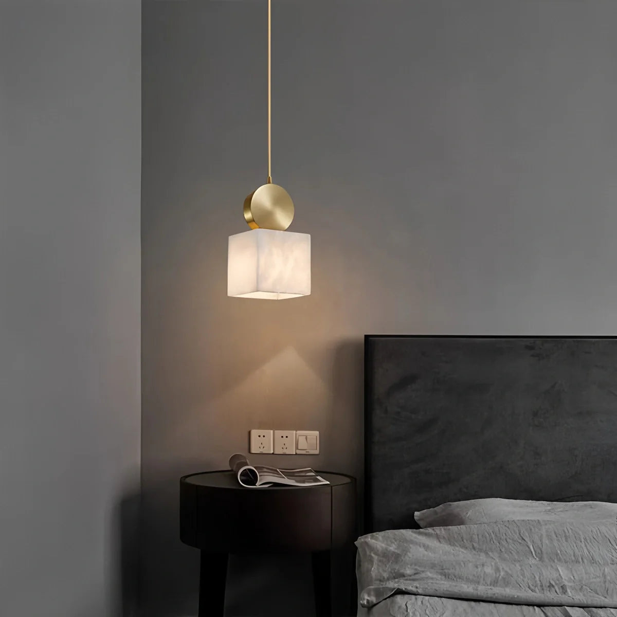 Feyran All Copper Geometric Spanish Alabaster Pendant Light