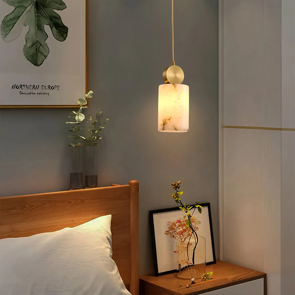 Feyran All Copper Geometric Spanish Alabaster Pendant Light