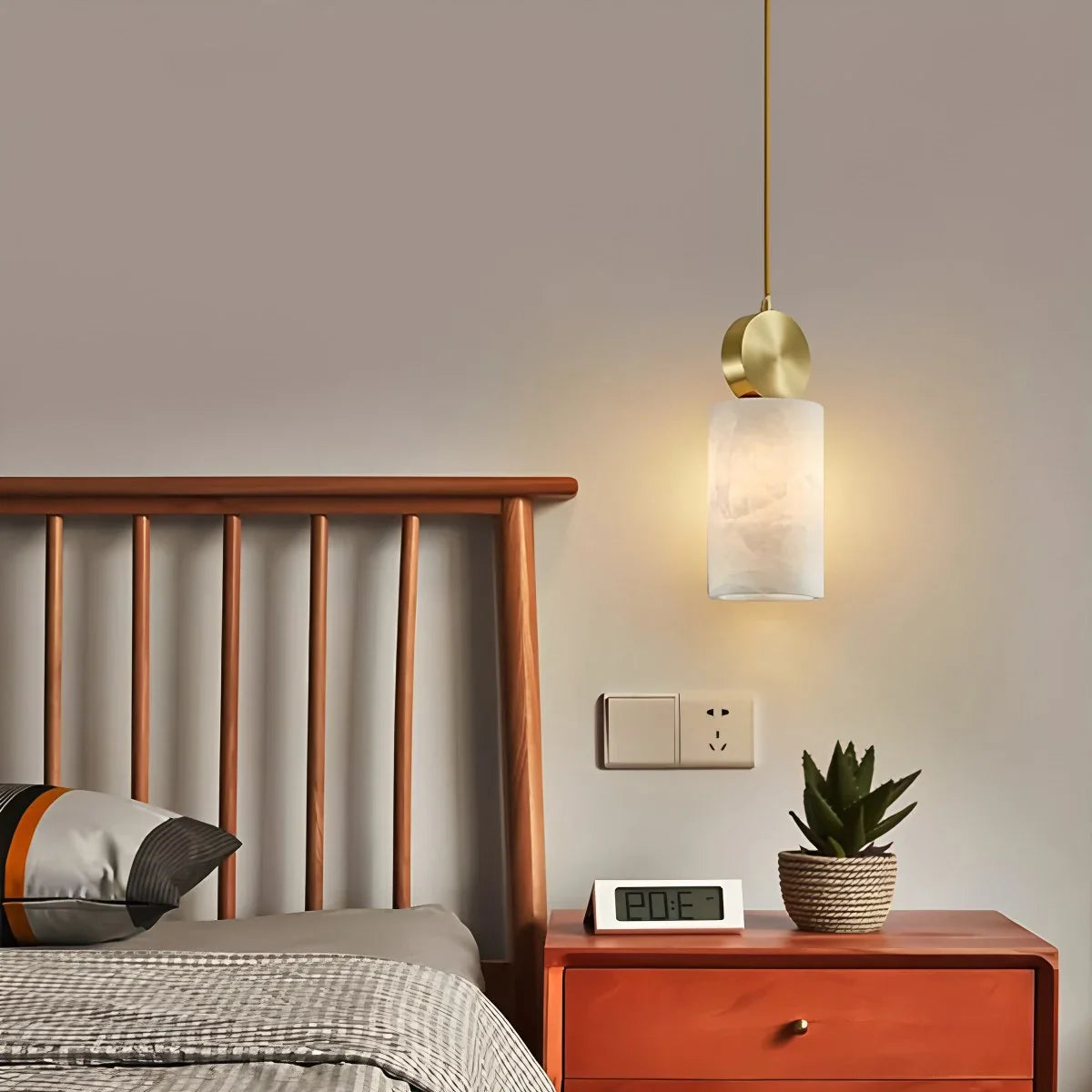 Feyran All Copper Geometric Spanish Alabaster Pendant Light